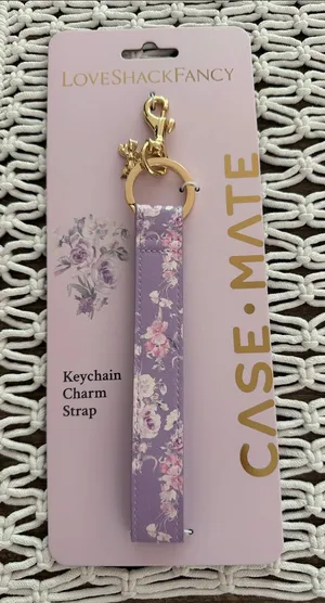 NIP LoveShackFancy x Target Case-Mate Purple Floral Keychain Charm Strap thumbnail 1