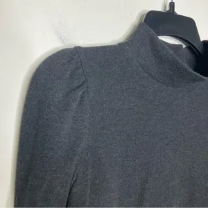 Madewell mock neck black ribbed top with puffed‎ sleeves size medium thumbnail 2