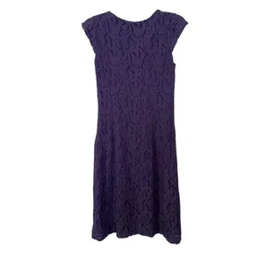 Coldwater Creek Purple Lace Knee Length Dress Size 4 Cap Sleeve​ thumbnail 3