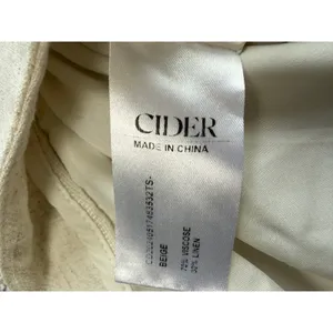 Cider Beige Linen‎ Blend Wide Leg Trousers Pleated High Waist Pants Large thumbnail 4