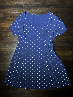 Old Navy Blue Daisy Floral Short Sleeve Mini Dress Scoop Neckline Size XL thumbnail 2
