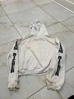 Justin Bieber White Team Bieber Hoodie Size Medium thumbnail 7