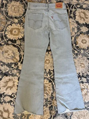 Levi’s 726 Flare Jeans Women's Size 29x30(actual 29) Light Blue Raw Hem Stretch thumbnail 2