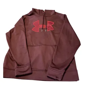 Under Armour ColdGear Armour Fleece Hoodie Mens Large Burgundy Maroon Red Logo thumbnail 1