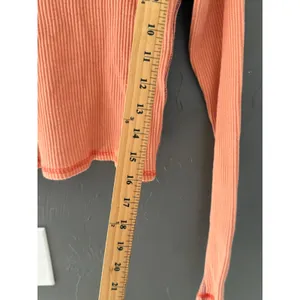 Wild Fable‎ Womens Orange Ribbed Long Sleeve Crop Top Contrast Stitch Size L thumbnail 6