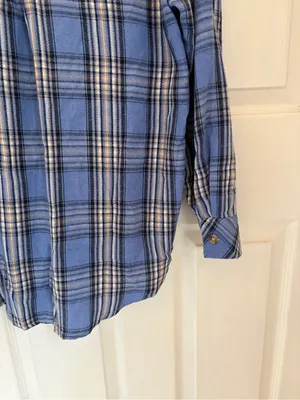 CHYRII Amazon Brand Women’s Oversized Blue Plaid Flannel Button Down Shirt thumbnail 13