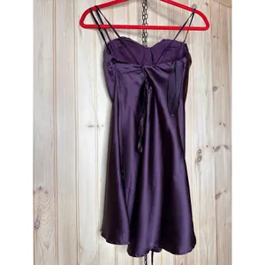 NWT Lulus Luxe Simplicity Dark Plum Satin Lace-Up Mini Dress Party Gala Size M thumbnail 6
