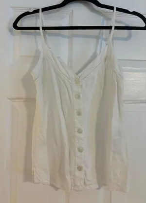 Abercrombie White Linen Top thumbnail 1