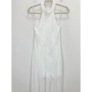 Lulus Love Speaks White Lace Halter Maxi Romper Wedding Bridal Large NWT thumbnail 9