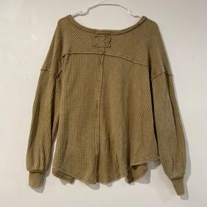 Free People We The Free Waffle Knit Oversized Thermal Top XS Boho thumbnail 3