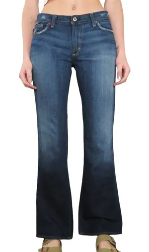 90s Vintage Ralph Lauren Polo Low Rise Dark Wash Bootcut Flared Jeans 30" Retro thumbnail 1