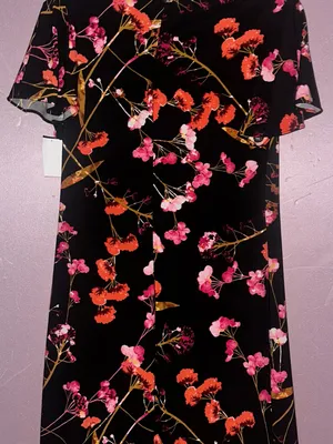 Tommy Hilfiger Black Floral Shift Dress with Pink and Orange Flowers thumbnail 2