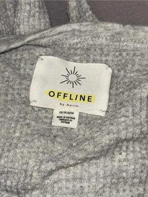 Offline by aerie Women's Light Gray Waffle Henley Long-Sleeve Top XS thumbnail 4