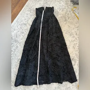 Lulus Majestic Glam Black Strapless Textured High-Low Maxi Dress Size Small NWT thumbnail 5