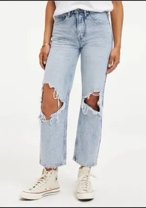 Good American Good Heritage Mid Rise Straight Leg Distressed Jeans Blue 00 thumbnail 1