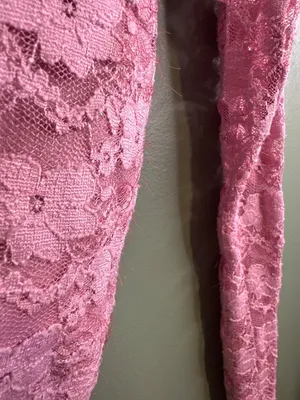 Madden Girl Pink Lace Crop Top Womens M Y2K Coquette Fairy Grunge Long Sleeve thumbnail 4