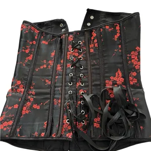 Black Red Lace Up Corset Bustier W/Boning M Gothic Whimsygoth Grunge Rock N Roll thumbnail 1