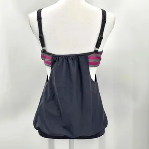 Gray Pink Stripe Tankini‎ Top Bra Swimsuit Swimwear Adjustable Size Medium thumbnail 2