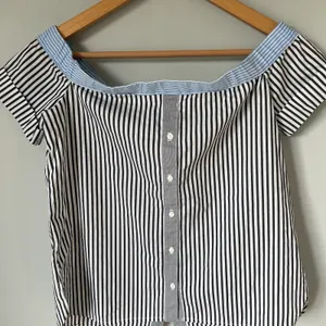 Bailey 44 False Start Short-Sleeve Off-the-Shoulder Shirt Blue Stripes Size 0 thumbnail 6