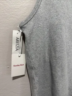 NWT Aritzia Sunday Best Light Gray Ribbed Scoop Neck Tank thumbnail 8