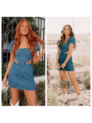 Show Me Your Mumu City Cut Out Denim Mini Dress Womens‎ Size XXL thumbnail 5