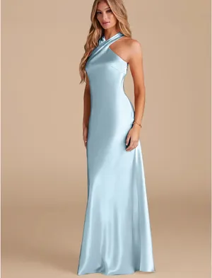 Azazie Satin Blue Dress thumbnail 4