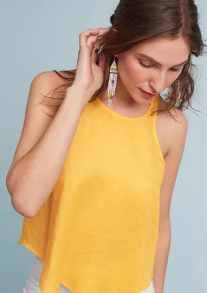 Anthropologie Yellow linen tank top thumbnail 1