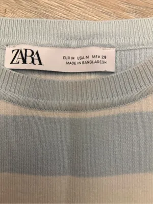 Zara Blue and Cream Striped Knit Tank Top M thumbnail 3