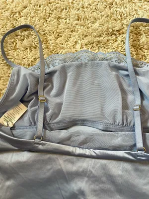 Aerie Blue Satin Like Lace Tank thumbnail 5