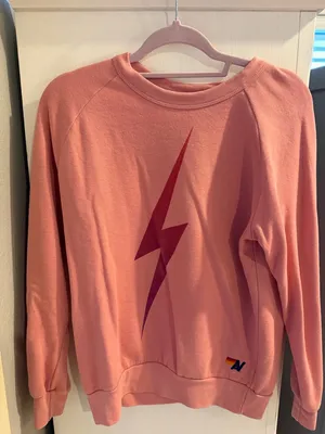 Aviator Nation Bolt Crew Sweatshirt in a pink and purple colorway - Size XS! thumbnail 1