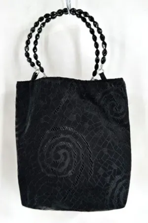 Vintage 90s Das Women's Swirl Print Textured Beaded Strap Purse Mini Bag‎ Black thumbnail 1