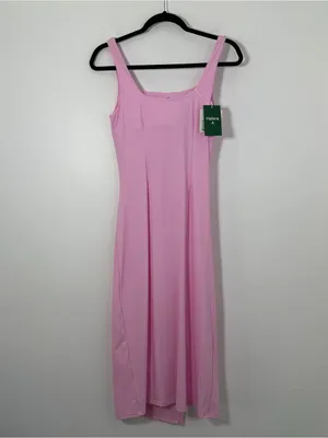 Halara Softlyzero Airy Pink Ruched Midi Dress Size Medium NWT thumbnail 3