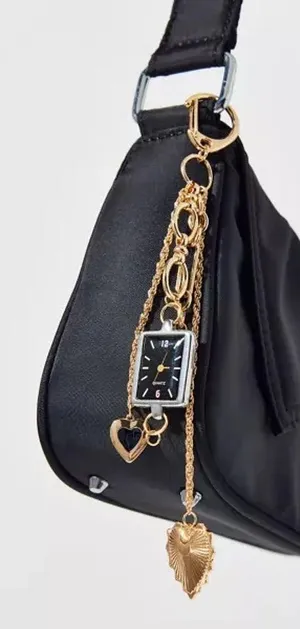 NWOT Urban Outfitters Watch Bag Charm Keychain In Gold thumbnail 1
