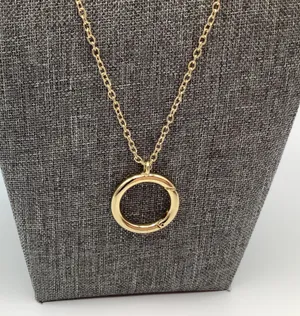 Vintage Gold Tone Circle Pendant Matinee Necklace thumbnail 1