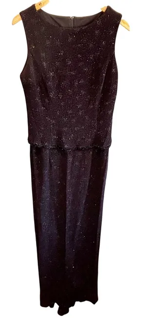 Vintage Scott McClintock Millenium 2000 Black Sparkle Floor Length Evening Gown thumbnail 1