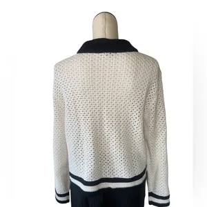 NWT Ann Taylor Factory Black and White Open Knit Cardigan White Black XL thumbnail 5