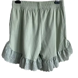 Vero Moda Women Shorts S Sage‎ Eyelet Ruffle Hem Fairycore Festival Coquette thumbnail 1