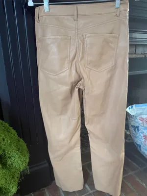 Express Faux Leather Skinny Pants in Camel Tan thumbnail 3