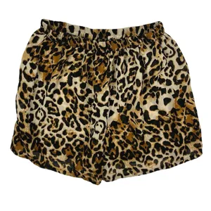 Boohoo Women's Brown Leopard Print High Rise Elastic Waist Mini Shorts Size 14 thumbnail 2
