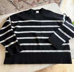Black & White Striped Crewneck Sweater thumbnail 1