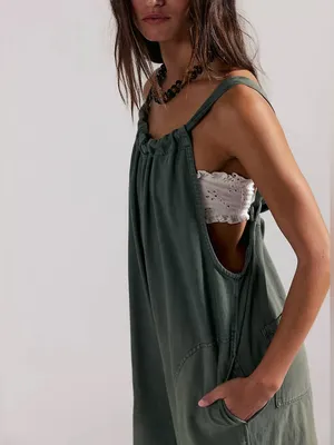 NWT Free People We The Free Freebird Jumpsuit - Four Leaf Clover Green - XS thumbnail 3