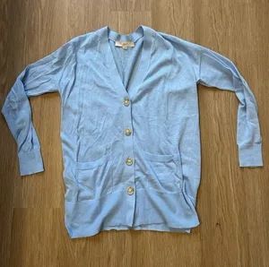 LOFT Light Blue V-Neck Button Front Cardigan thumbnail 1