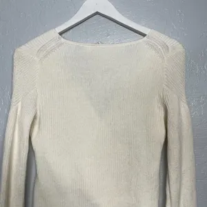 Moth Anthropologie Women XS Cream Faux Wrap Knit Sweater Long Sleeve Balletcore thumbnail 9