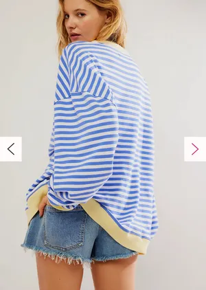 Free People Classic Stripped Oversized Crewneck thumbnail 3