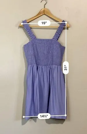 Nsr Women’s Julia Woven Smocked Ruffle Tank Dress Lavender Size Medium NWT thumbnail 4