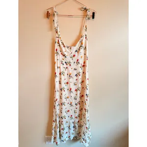 Reformation Midi Dress Women 12 Ivory Floral Nikita Tie Strap‎ Ruffle Summer thumbnail 6
