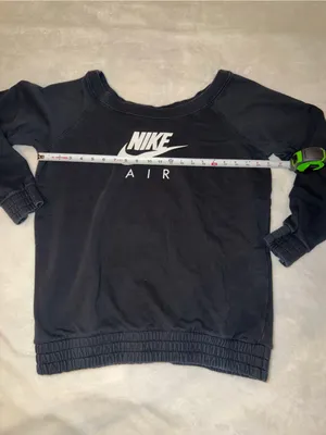 Vintage Black Nike Air Women's Off Shoulder Crewneck Sweatshirt - Black Sz MD thumbnail 2