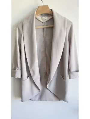 Wilfred Aritzia Chevalier Blazer Open Front Shawl Collar Taupe Size 2 thumbnail 2