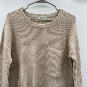 Madewell Thompson Pocket Long Sleeve Oversized Pullover Sweater in Tan Sz XS‎ thumbnail 3