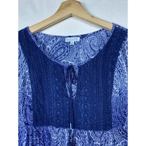 Patrons Of Peace Boho Floral Cold Shoulder Flare Sleeve Mini Dress‎ XS Crochet thumbnail 4